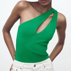Zara Asymmetrical Cutout One Shoulder Bodysuit